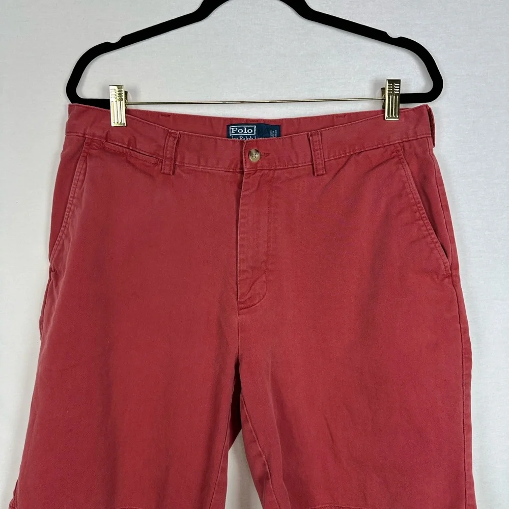 Polo Ralph Lauren Classic Chino Shorts Men’s 34 Flat Front Broken In Red‎ Flaw